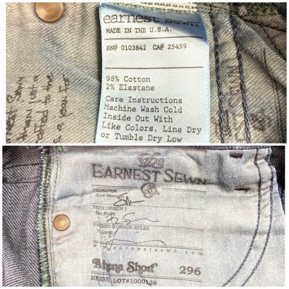 NWOT Earnest Sewn Denim Shorts Dark Indigo - Picture 5 of 8